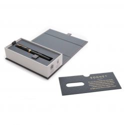 Plunksnakotis PARKER SONNET BLACK LACQUER GT M, blizgios juodos sp. su aukso sp. detalėmis