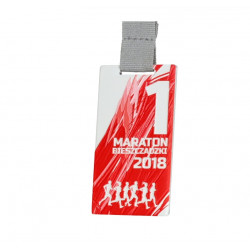 Medalis metalinis 80x45 mm stačiakampis, baltas