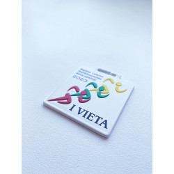 Medalis metalinis 80x45 mm stačiakampis, baltas