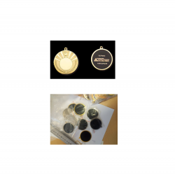 Medalis bendras aukso sp.50mm/25mm, juoda nugarėle