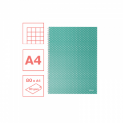 Sąsiuvinis su spirale šone A4 80l ESSELTE COLOUR BREEZE langeliais, žalios sp.