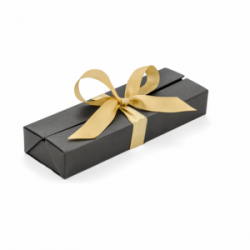 Dėžutė rašikliams E26 juodos spalvos su auksiniu kaspinu