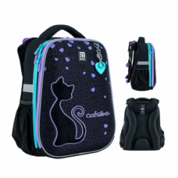 Kuprinė pradinukams KITE CATSLINE 16L, 38x29x16cm marga, juodos spalvos