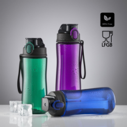 Gertuvė COLORISSIMO TRITAN, plastikinė 580ml, juoda sp.