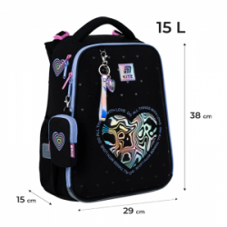 Kuprinė KITE LOVE IS 38x29x15cm, juoda sp.