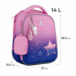 Kuprinė pradinukams KITE SPARKLING 36,5x27x15,5cm, rožinė/violetinė sp.