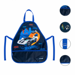 Prijuostė vaikiška su rankovėmis KITE HOT WHEELS, 55x47cm, mėlynos sp.