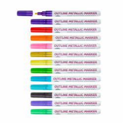 Kontūrinių markerių-flomasterių rinkinys CENTRUM 12 spalvų