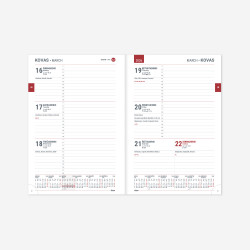 Darbo knyga - kalendorius WEEK A5, 2026m., raudonos sp.