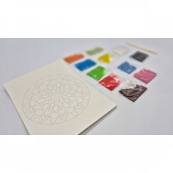 Rinkinys spalvoto smėlio paveikslas mandala