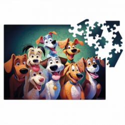 Medinė dėlionė MILLIWOOD, šuniukai, 50 detalių