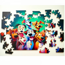 Medinė dėlionė MILLIWOOD, šuniukai, 50 detalių