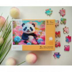 Medinė dėlionė MILLIWOOD, panda, 70 detalių