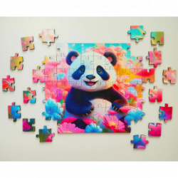 Medinė dėlionė MILLIWOOD, panda, 70 detalių