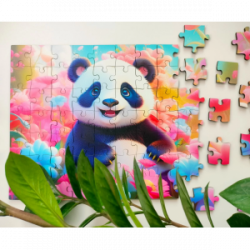 Medinė dėlionė MILLIWOOD, panda, 70 detalių