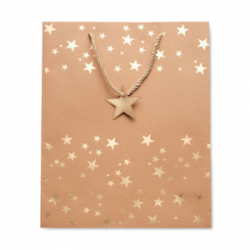 Kalėdinis dovanų maišelis SPARKLE, rudas su aukso sp. detalėm
