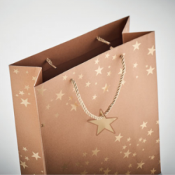 Kalėdinis dovanų maišelis SPARKLE, rudas su aukso sp. detalėm