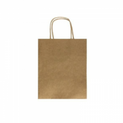 Popierinis maišelis dovanoms 18x8x22,5cm, suktomis rankenomis, rudas, 90g