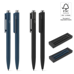 Rašiklių rinkinys KYLIE, tušinukas + pieštukas, dovanų dėžutėje, mėlynos sp.