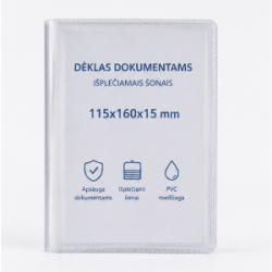 Dėklas dokumentams PVC 115x160x15mm išplečiamais šonais