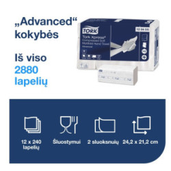 Popieriniai rankšluosčiai servetėlėmis TORK ADVANCED XPRESS SOFT H2 įp.12