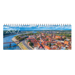 Horizontalus stalo kalendorius MEMO CARD KAUNAS 2027m., laminuoto kartono viršeliu